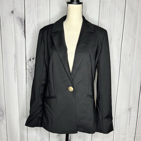NWT Boston Proper Black Single Button Lined Business Blazer Sz 12 NEW - Picture 1 of 12